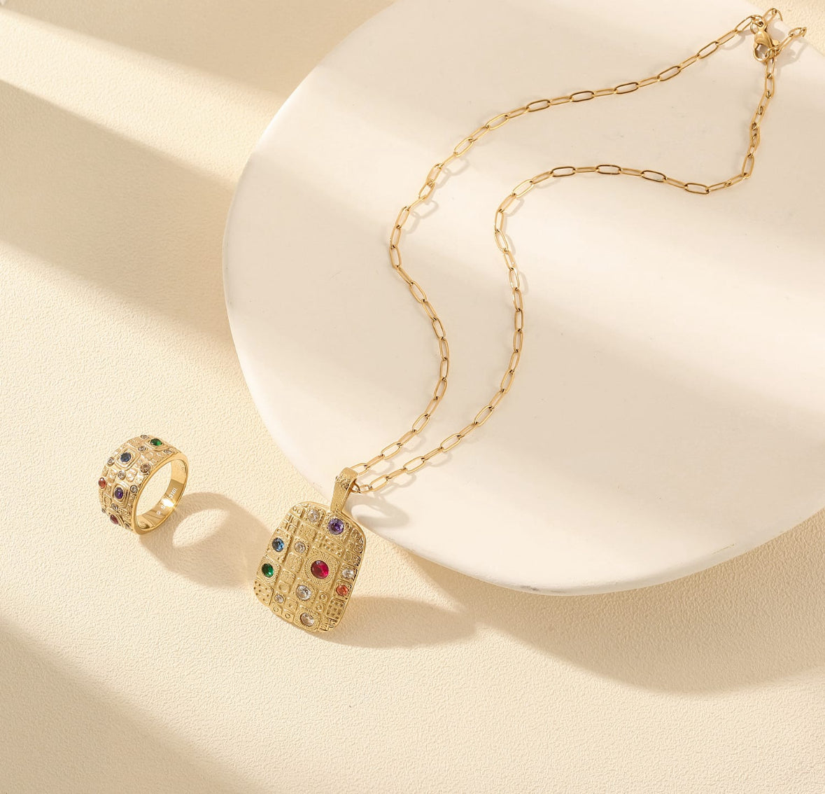 Celestial Mosaic Gemstone Necklace