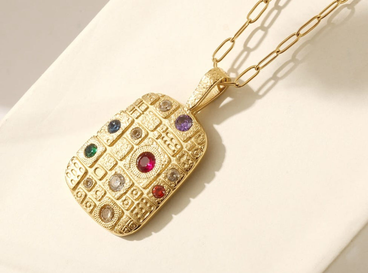 Celestial Mosaic Gemstone Necklace