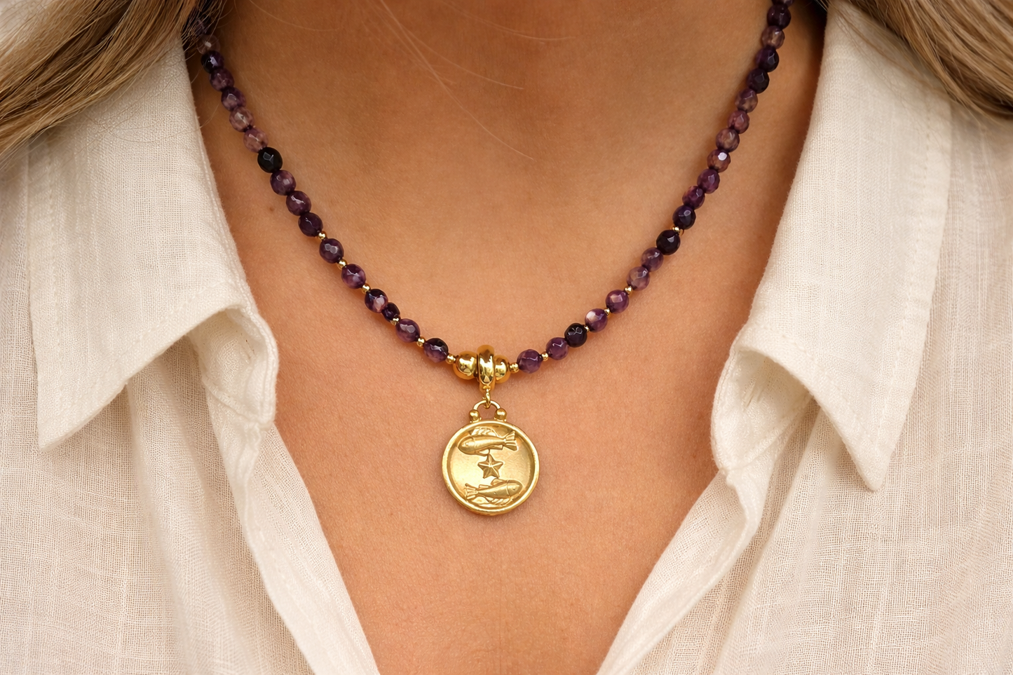 Celestial Zodiac Amethyst Necklace