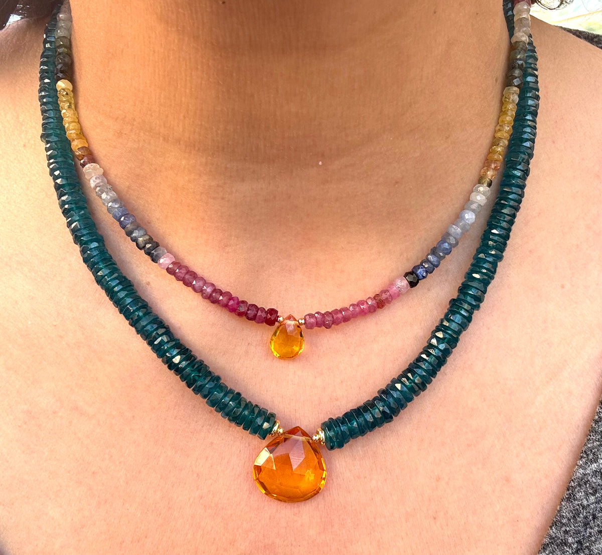 Solara Blue Topaz & Citrine Necklace