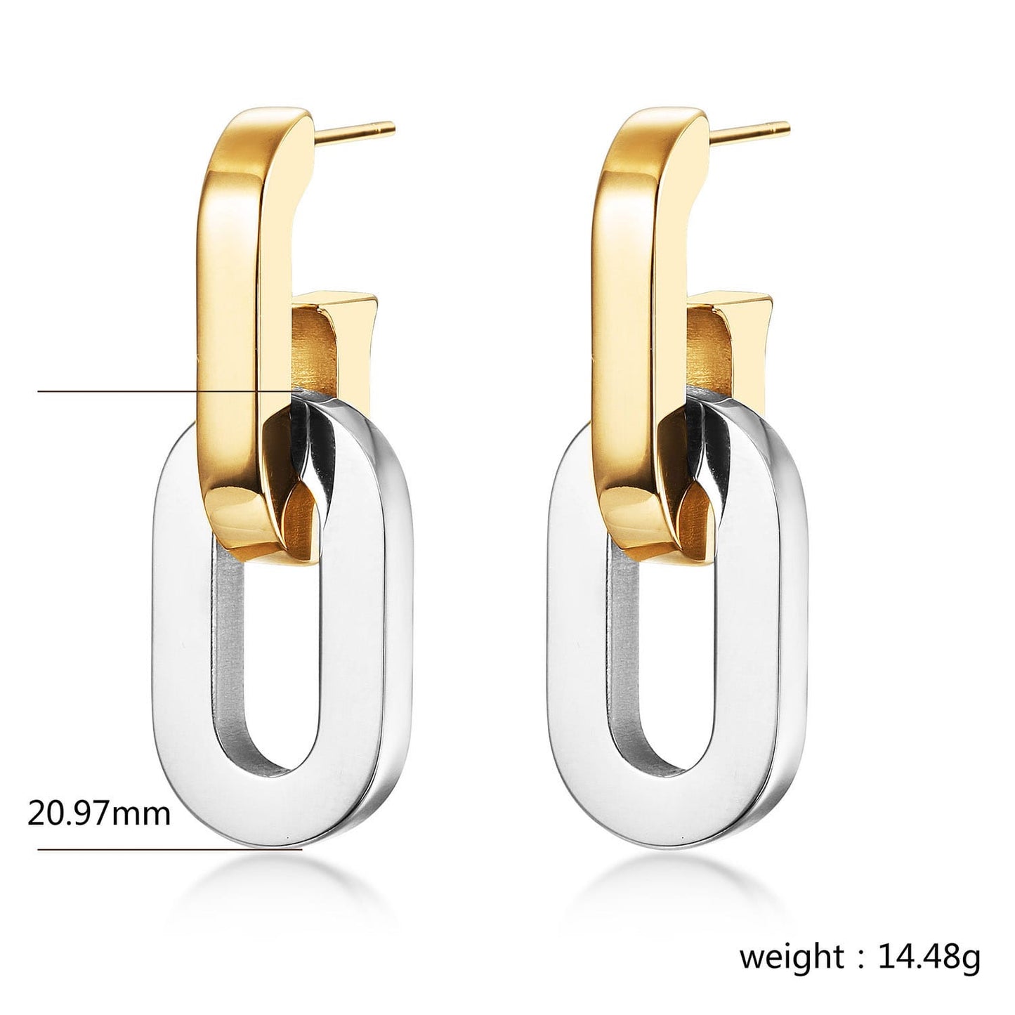 Modern Link Drop Earrings – Gold & Silver