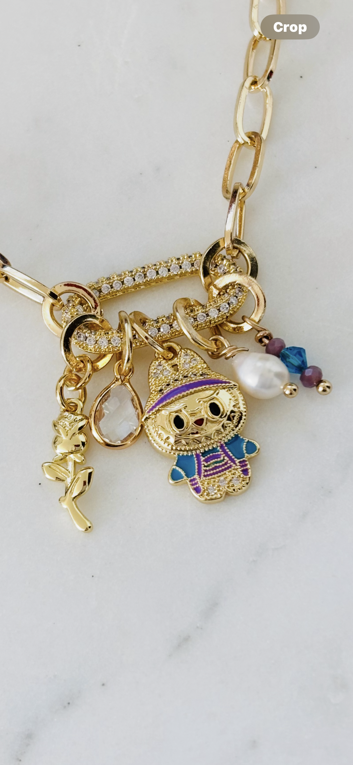 Golden Labubu Charm Necklace