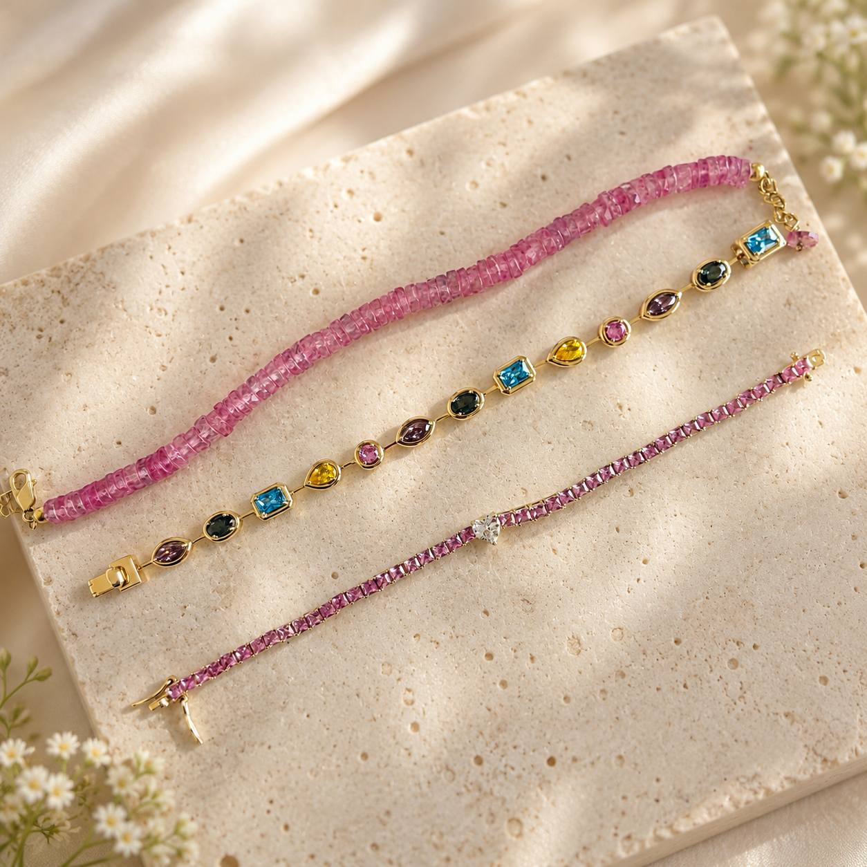 Blush Heart Tennis Bracelet