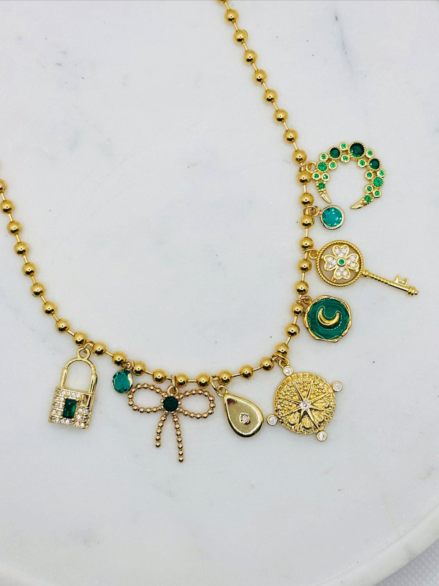 Emerald Luxe Charm Necklace