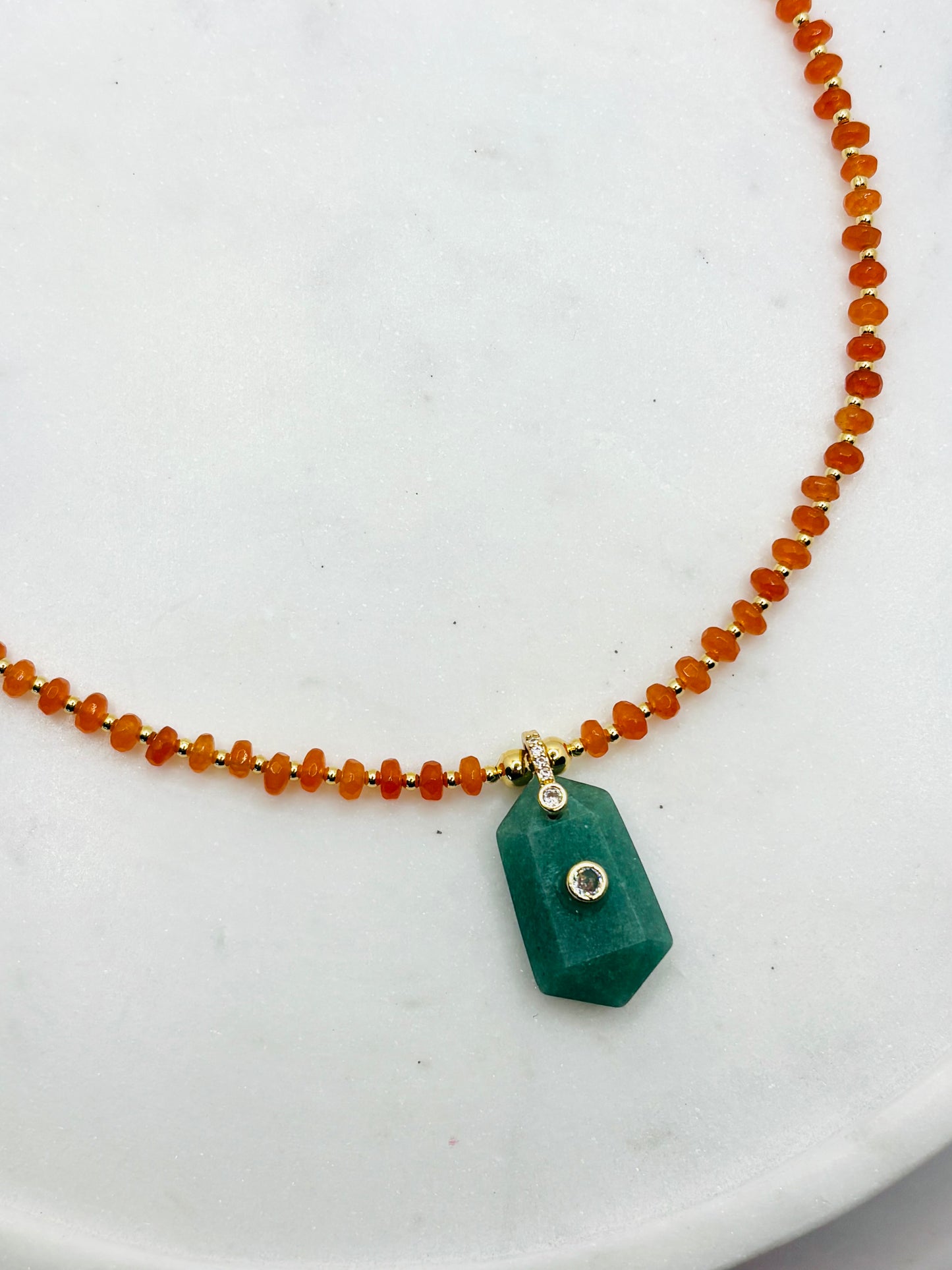 Amazonite Glow Carnelian Necklace