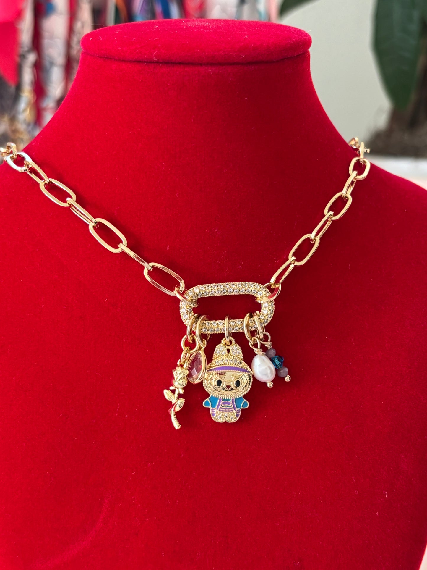 Golden Labubu Charm Necklace