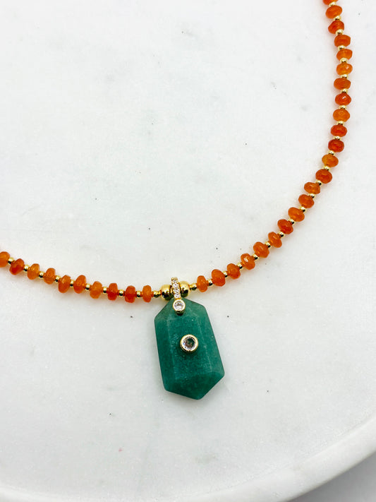 Amazonite Glow Carnelian Necklace