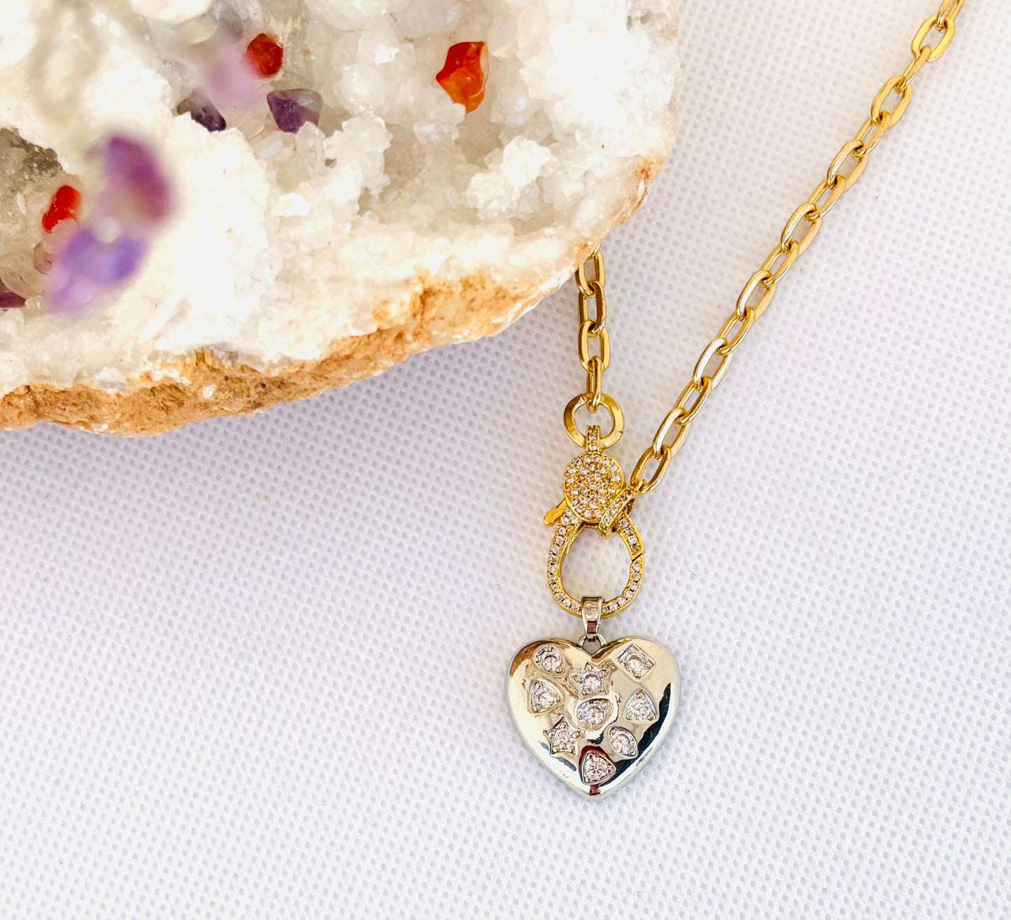 Golden Galaxy Heart Pendant