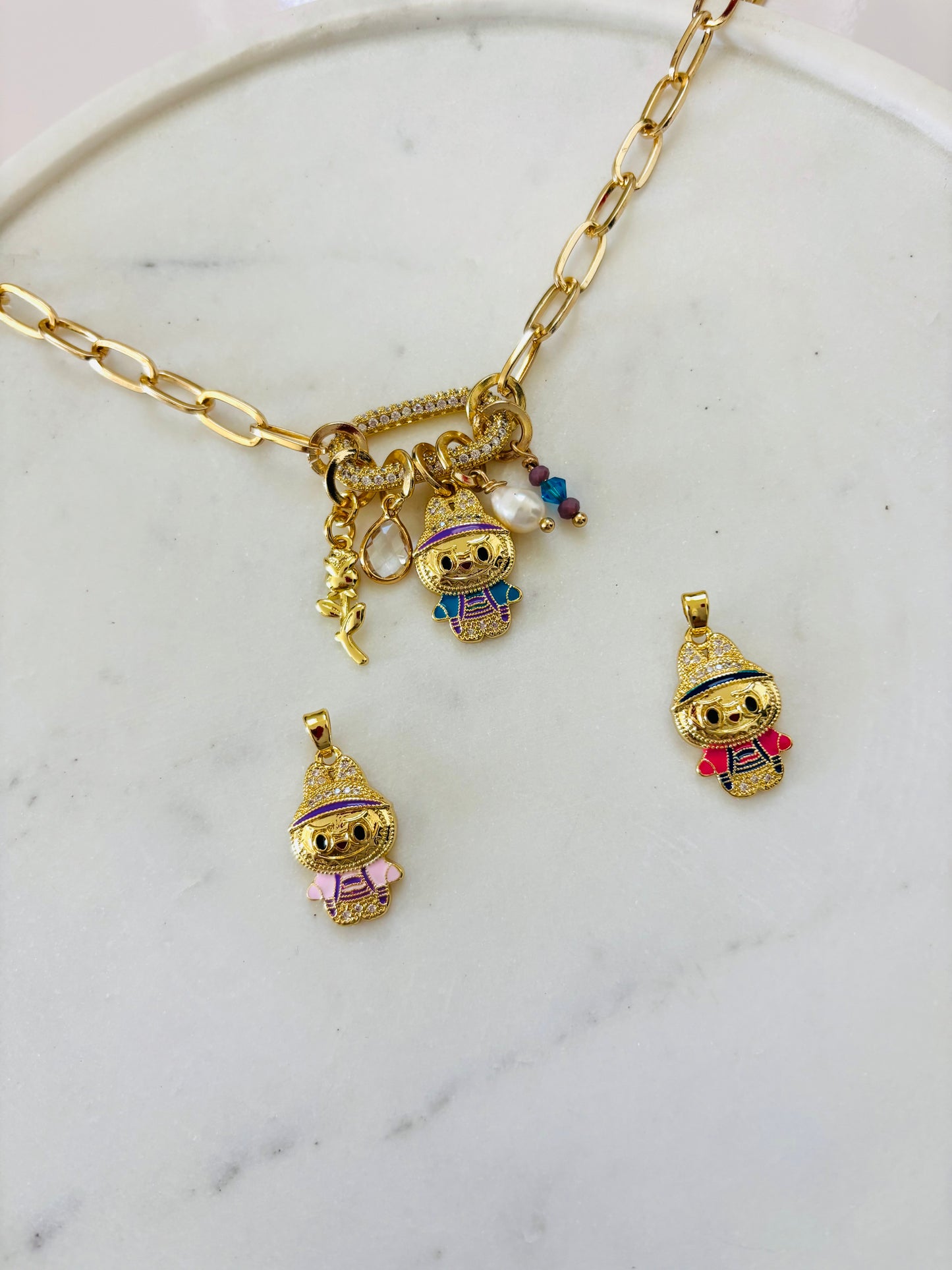 Golden Labubu Charm Necklace