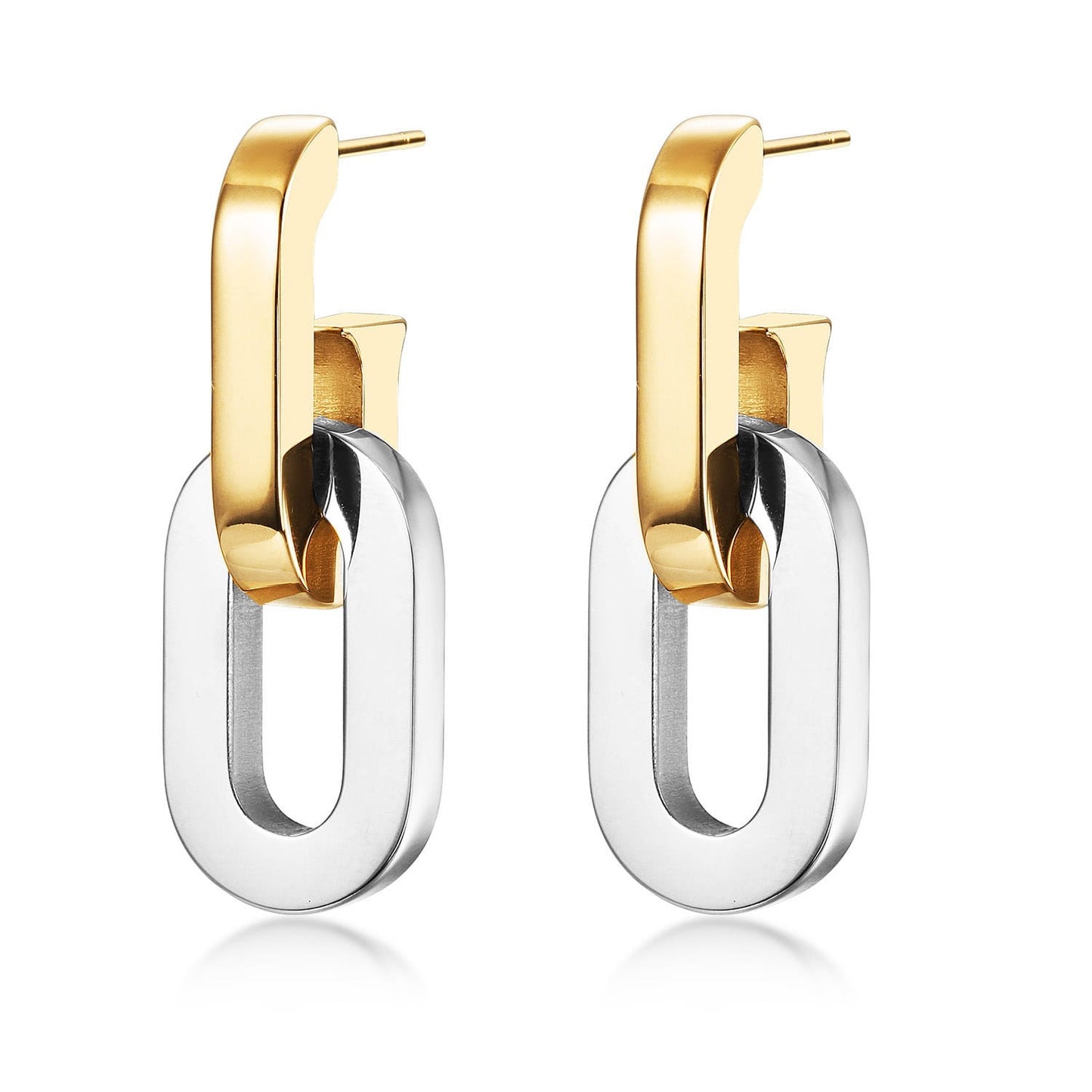 Modern Link Drop Earrings – Gold & Silver