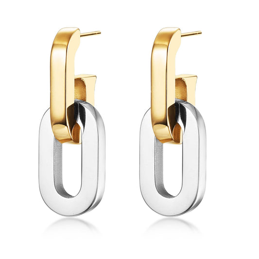 Modern Link Drop Earrings – Gold & Silver