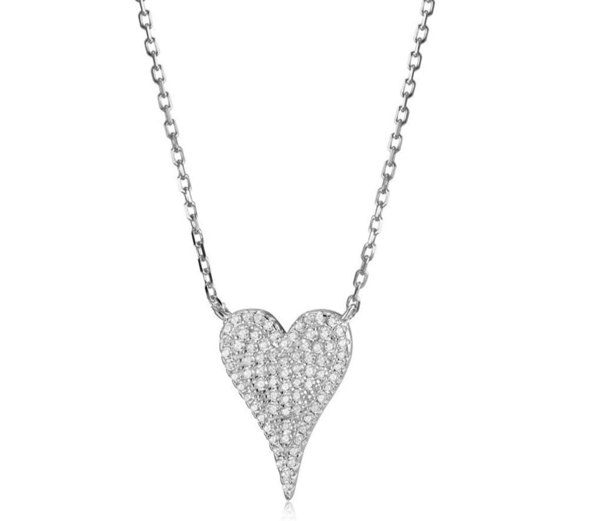Sparkle Heart Drop Necklace