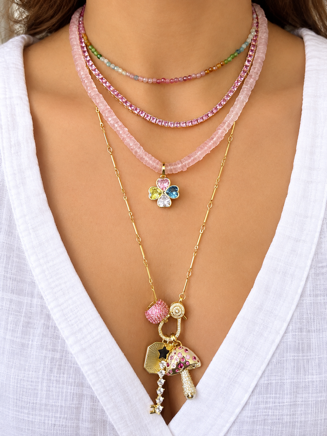 Four Hearts Clover Charm