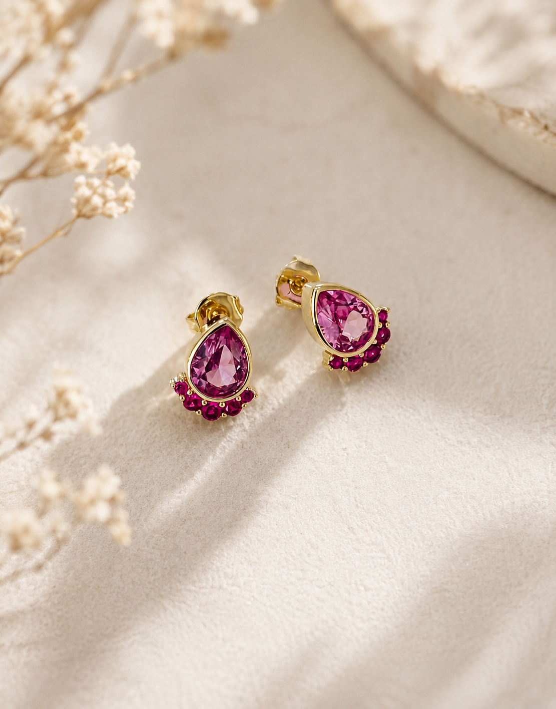 Rosé Teardrop Stud Earrings