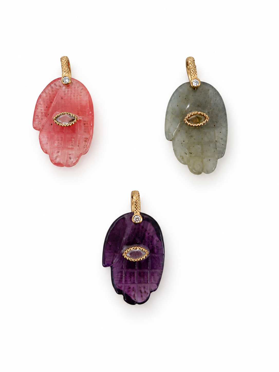 Gemstone Hamsa Hand Pendant