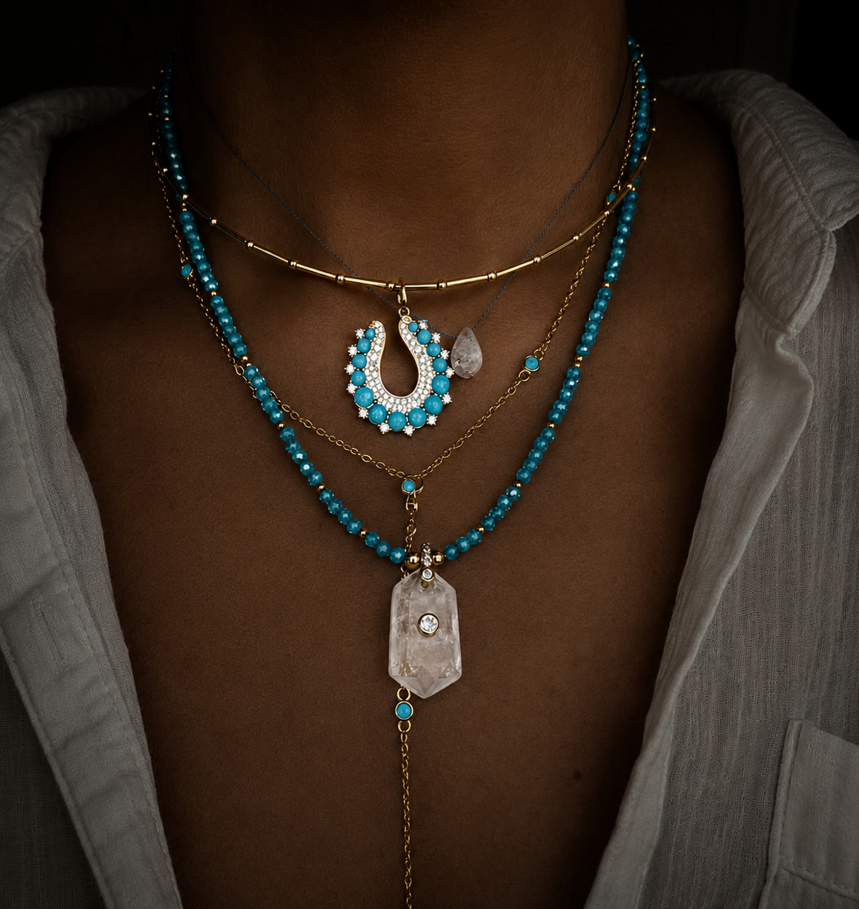 Turquoise Fortune Horseshoe Charm