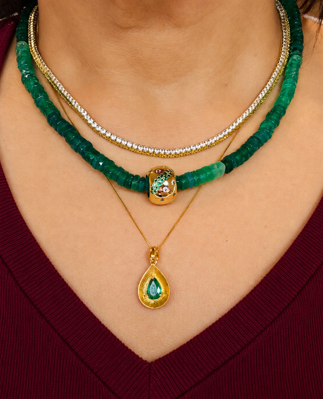Green Onyx Heishi Gemstone Necklace
