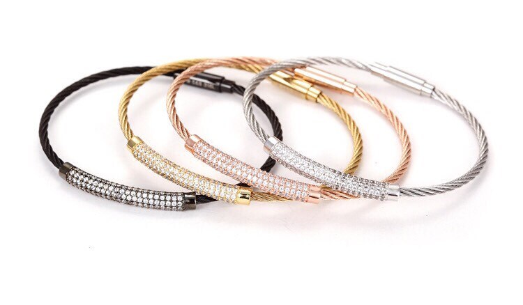 Twist Cable Sparkle Cuff Bracelet
