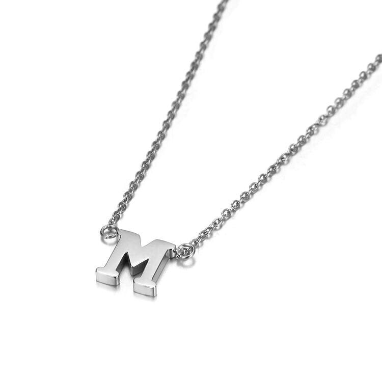 Stainless steel small initial necklace