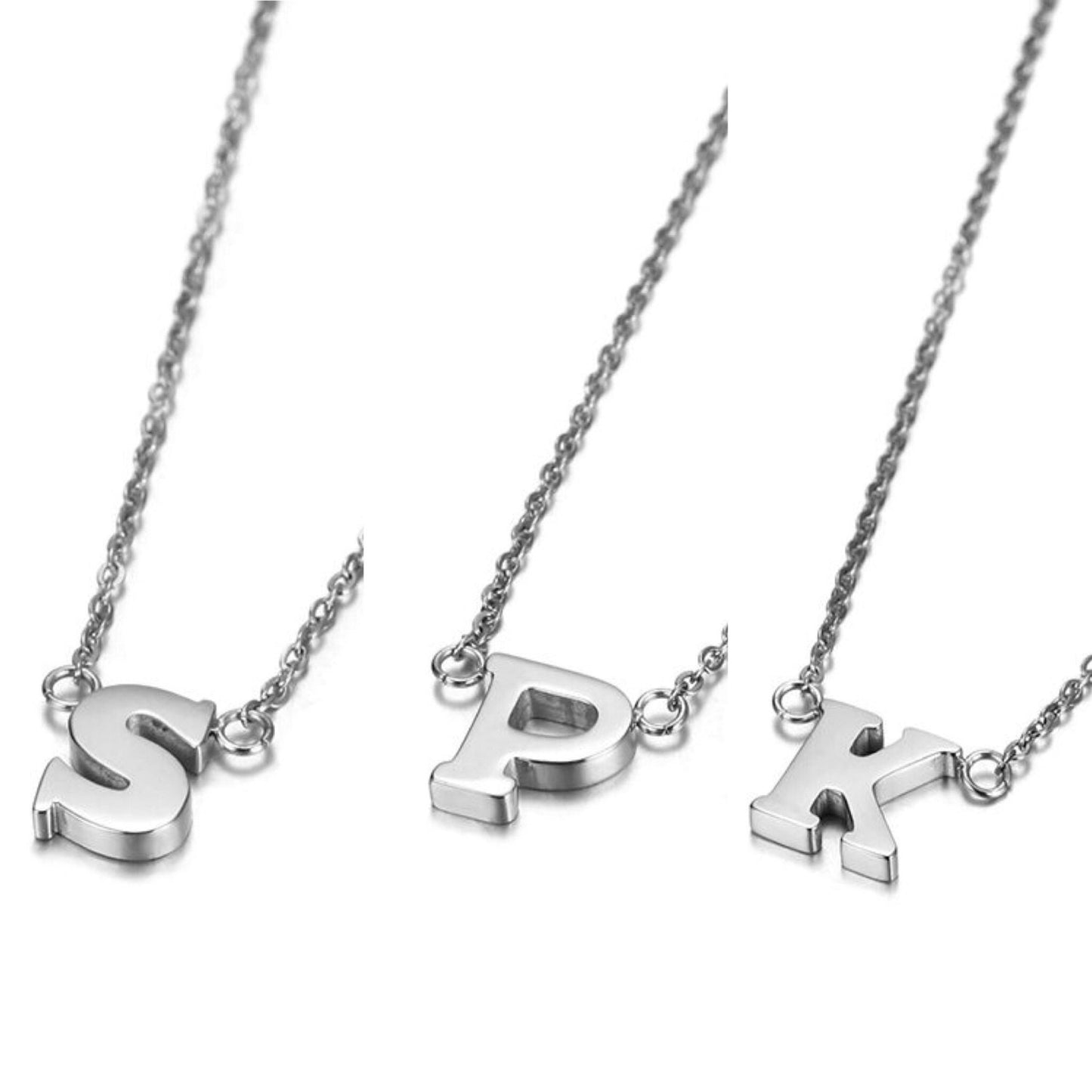 Stainless steel small initial necklace