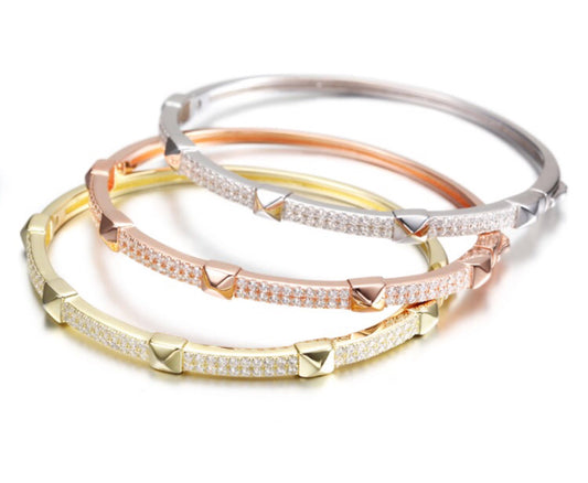 Pyramid Stud Crystal Bangle