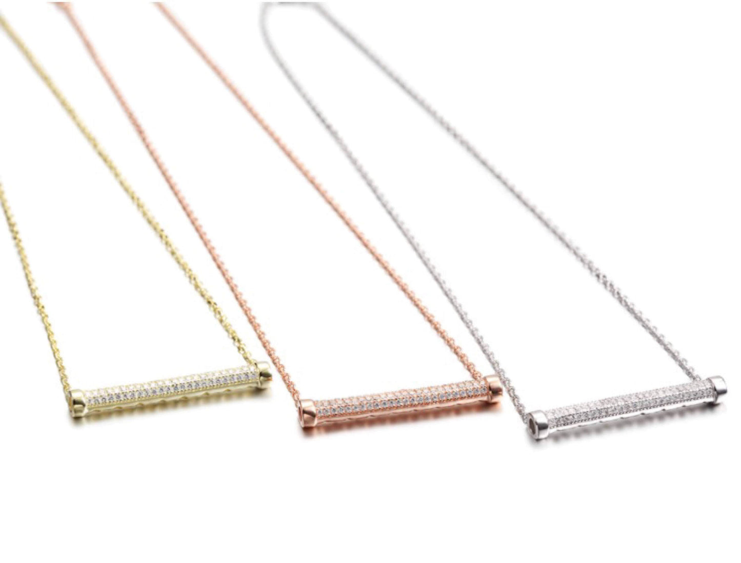 Classic CZ Bar Pendant Necklace