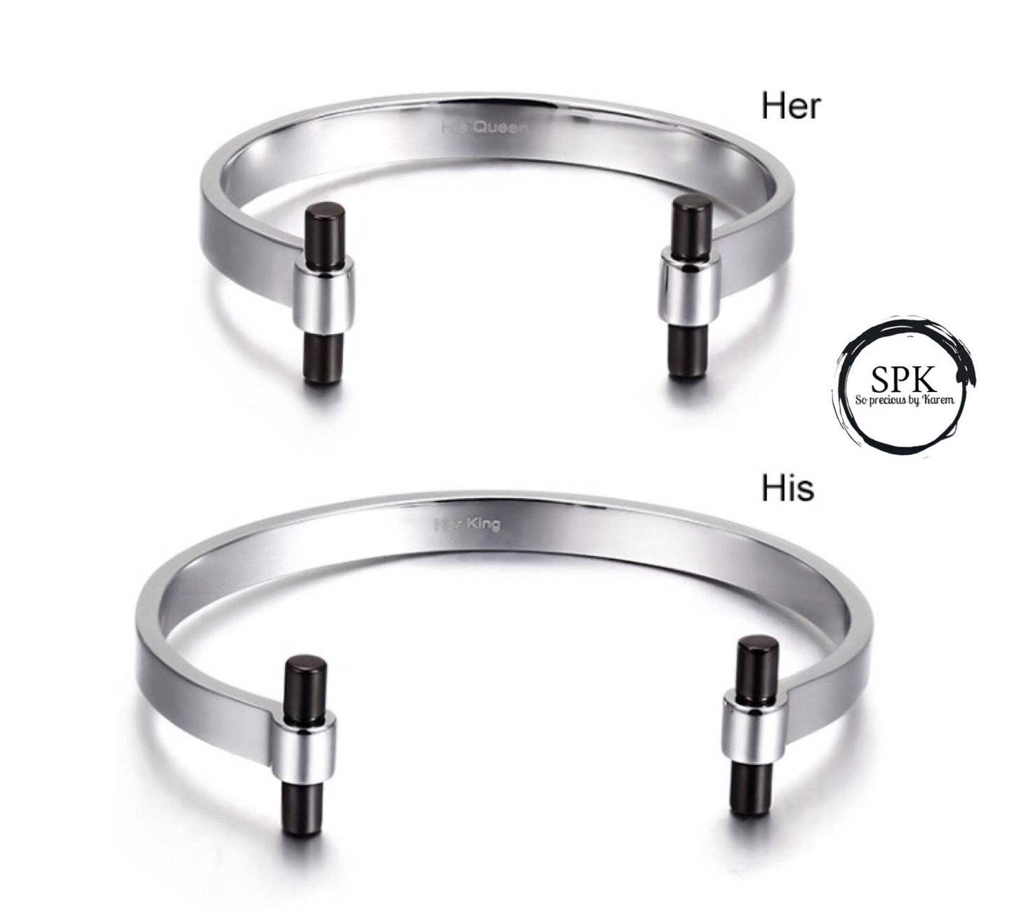 His & Her Stainless Steel Cuff Bracelet Set