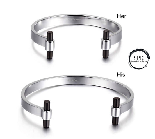 His & Her Stainless Steel Cuff Bracelet Set