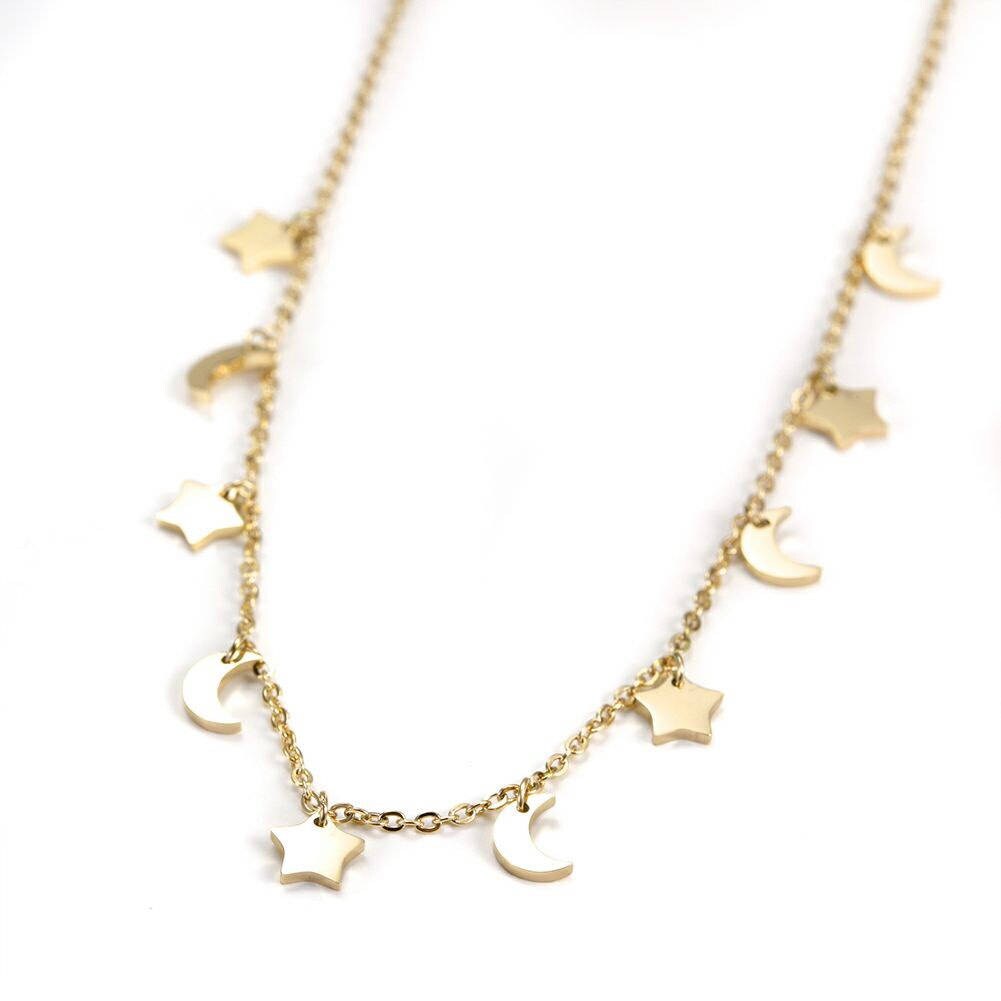 Celestial Charm Necklace – Moon & Star Design