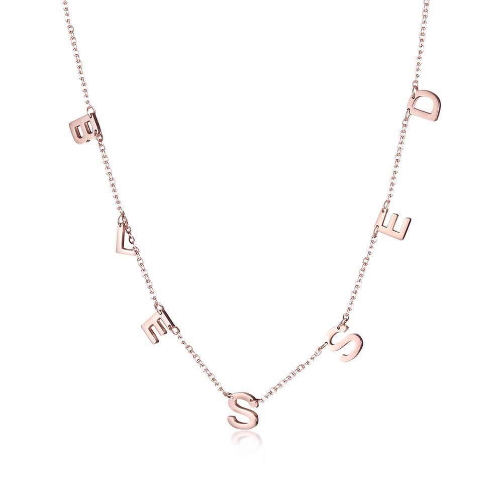 “Blessed” Letter Charm Necklace