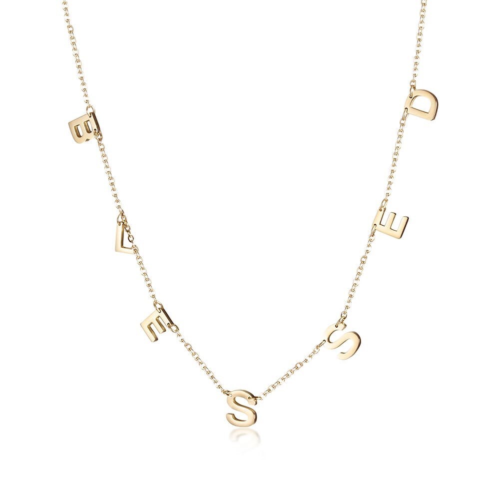“Blessed” Letter Charm Necklace
