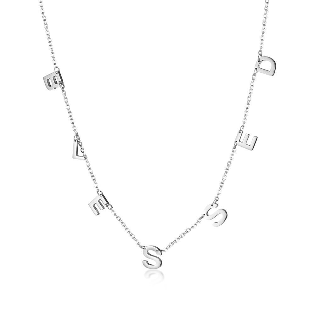 “Blessed” Letter Charm Necklace
