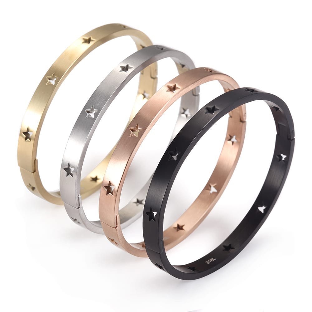 Star Cutout Bangle Bracelet Matte