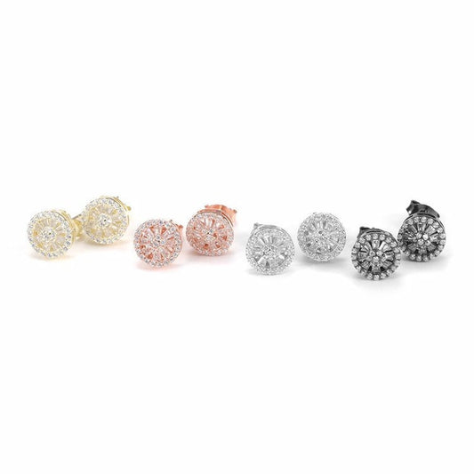 Radiant Burst Crystal Stud Earrings – Multiple Finishes