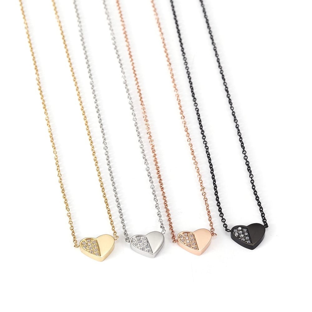 Dual-Tone Heart Pendant Necklace