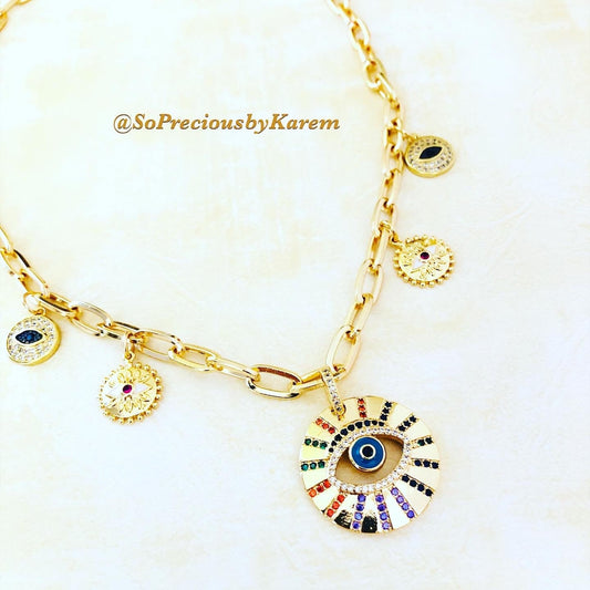 Multi evil eye charm necklace