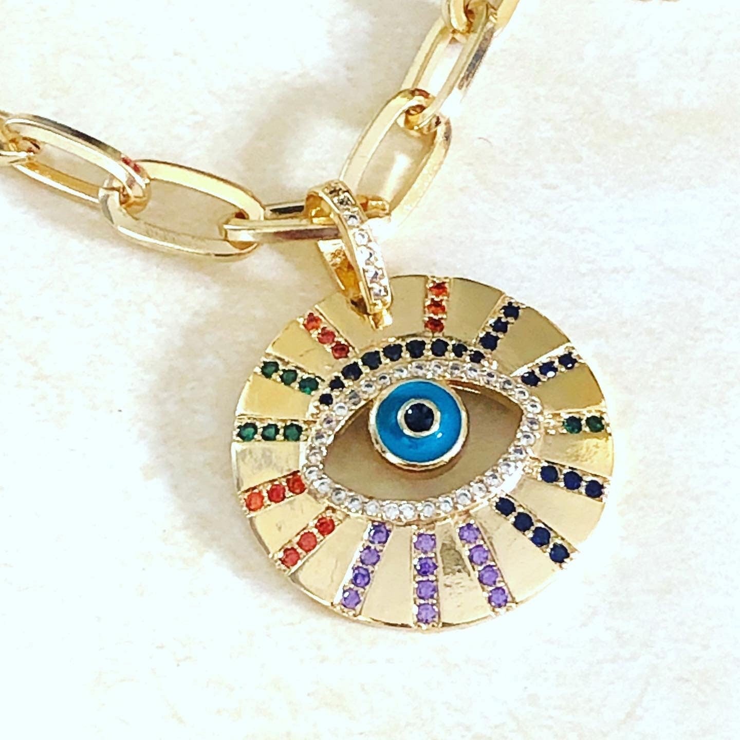 Multi evil eye charm necklace