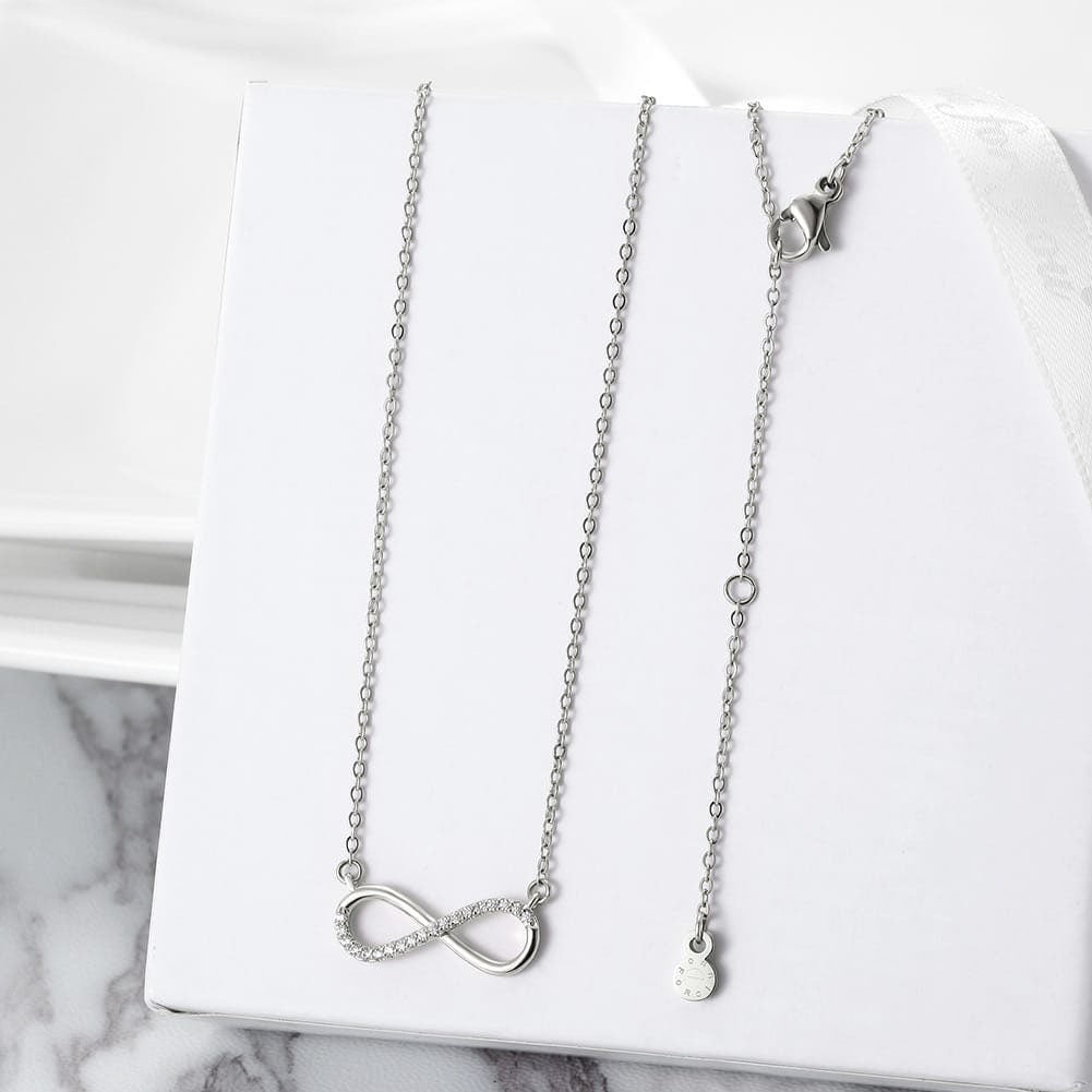 Gold Infinity Necklace with Cubic Zirconia Accents