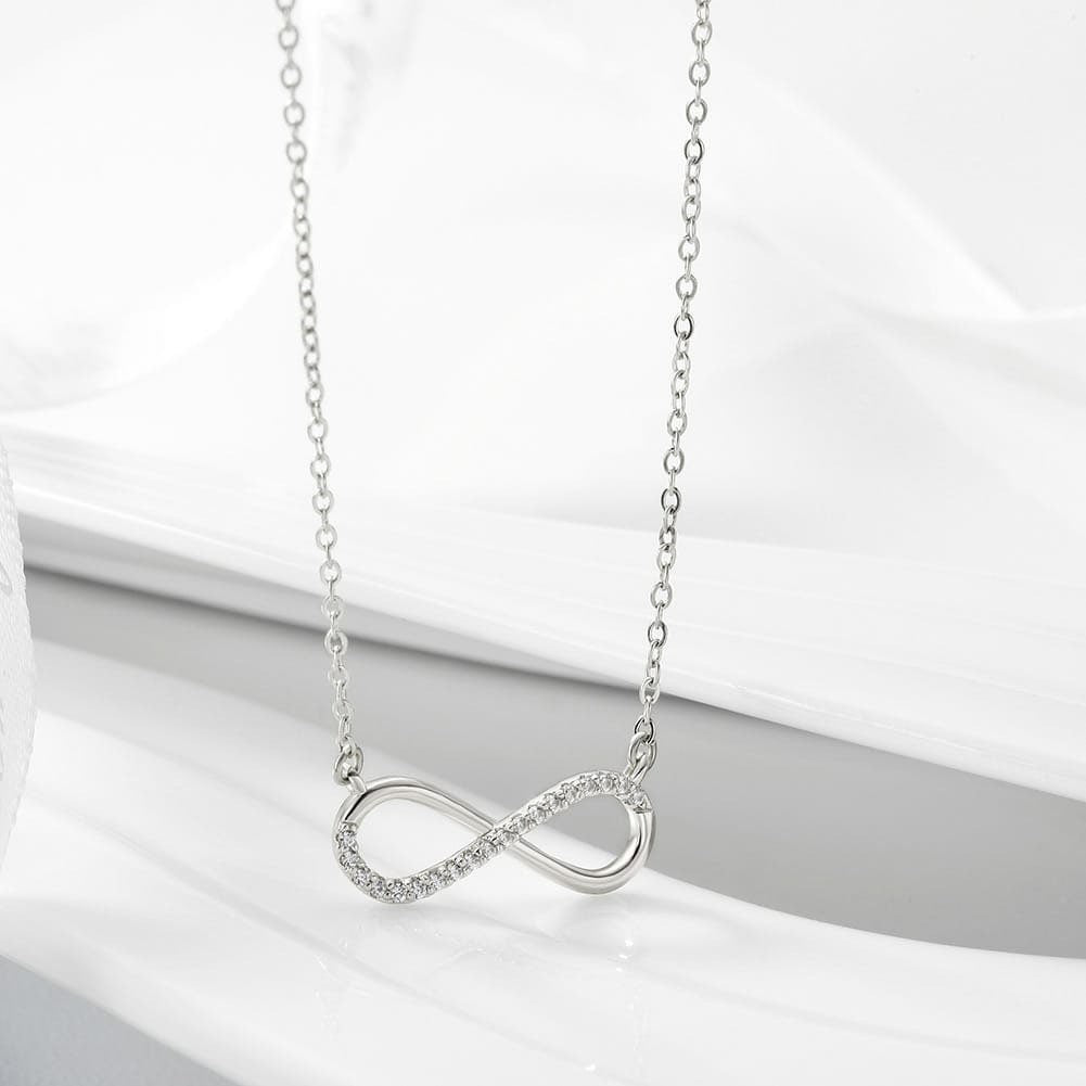 Gold Infinity Necklace with Cubic Zirconia Accents