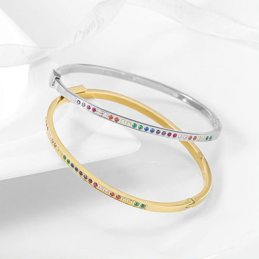 Rainbow Crystal Bangle Bracelet