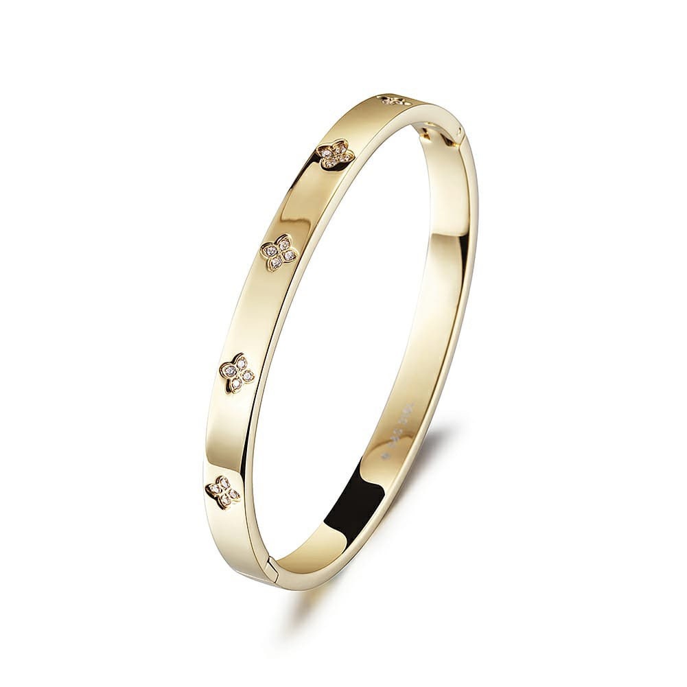 Elegant Stainless Steel Clover Bangle
