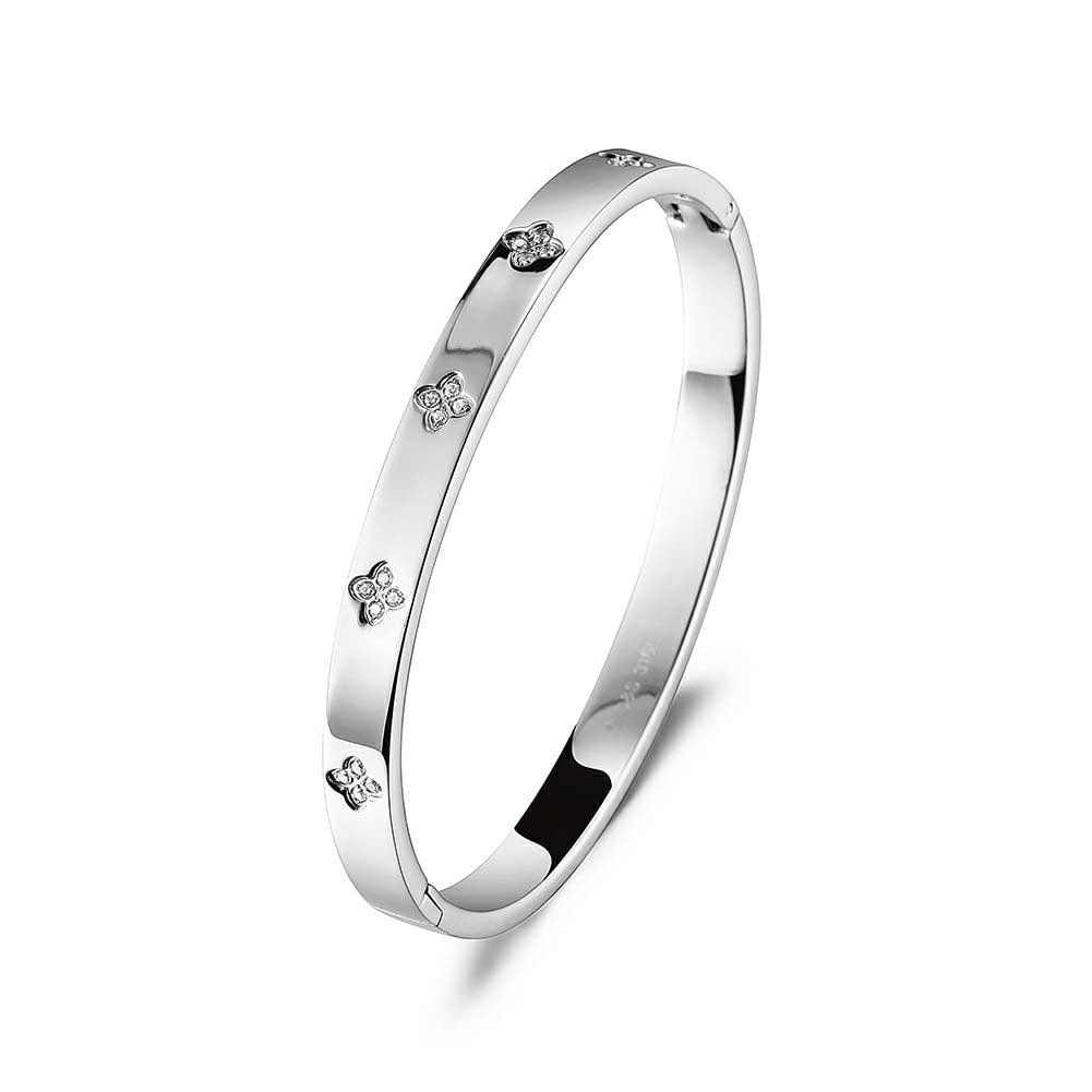 Elegant Stainless Steel Clover Bangle