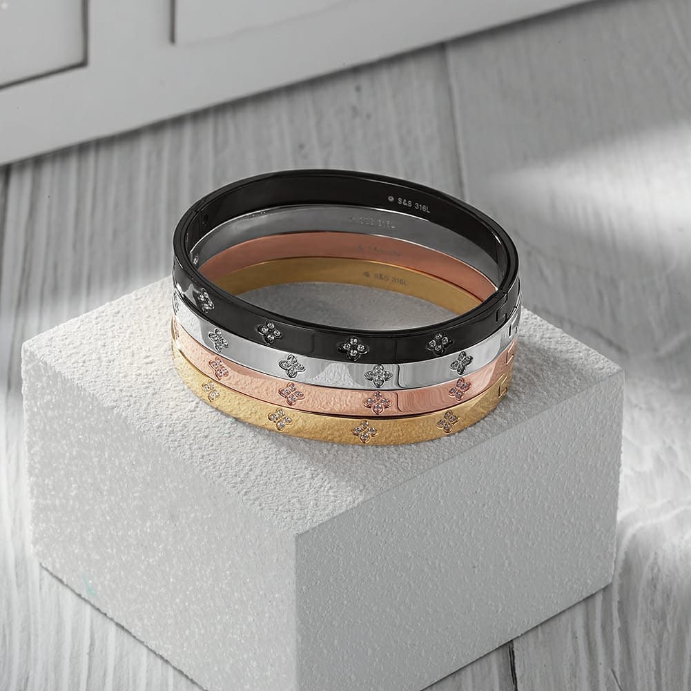Elegant Stainless Steel Clover Bangle
