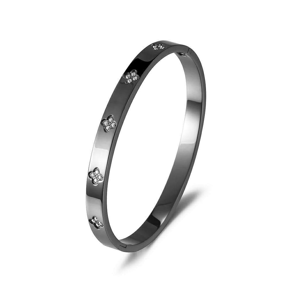 Elegant Stainless Steel Clover Bangle
