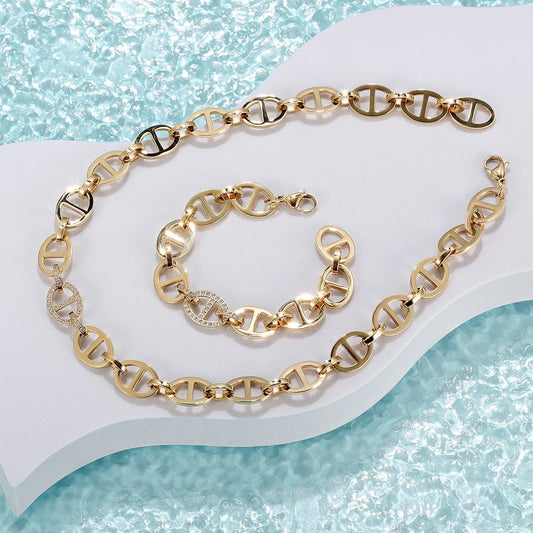 Luxury Link Chain Necklace & Bracelet Set