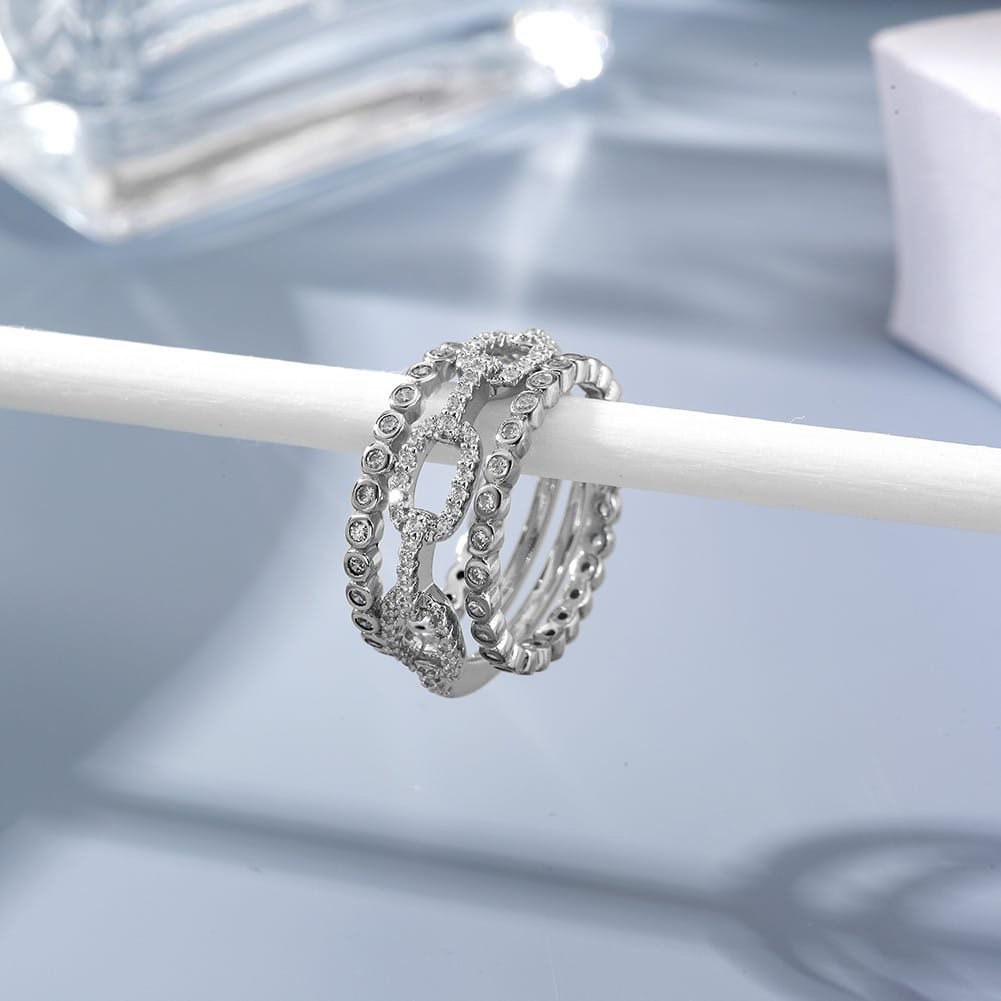 Pavé Link Band Ring -adjustable ring