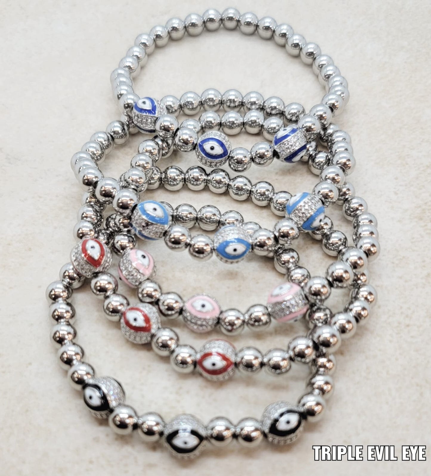 Triple eye beaded bracelet