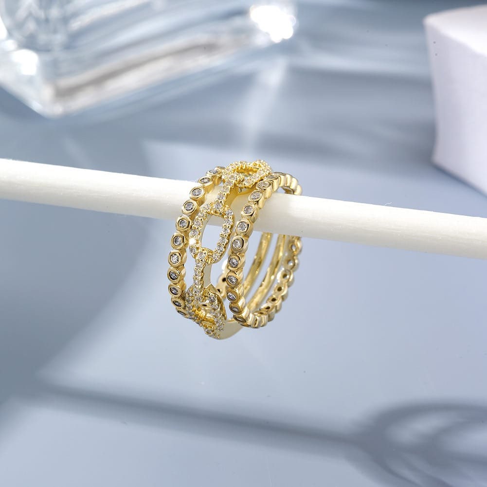 Pavé Link Band Ring -adjustable ring