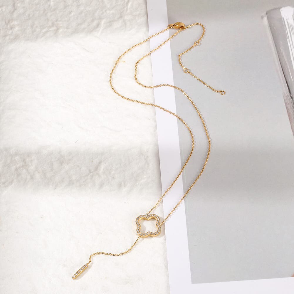 CZ Open Clover necklace