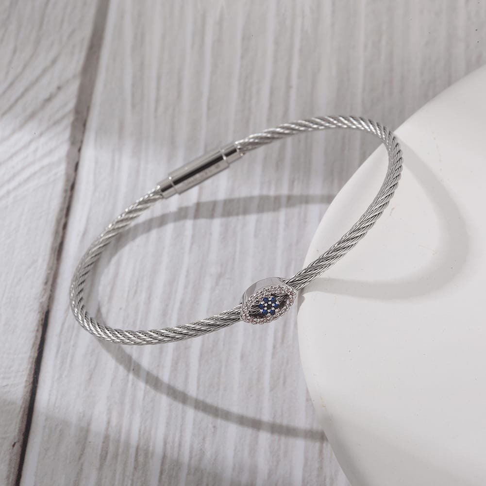 Cable Wire Evil Eye Bracelet